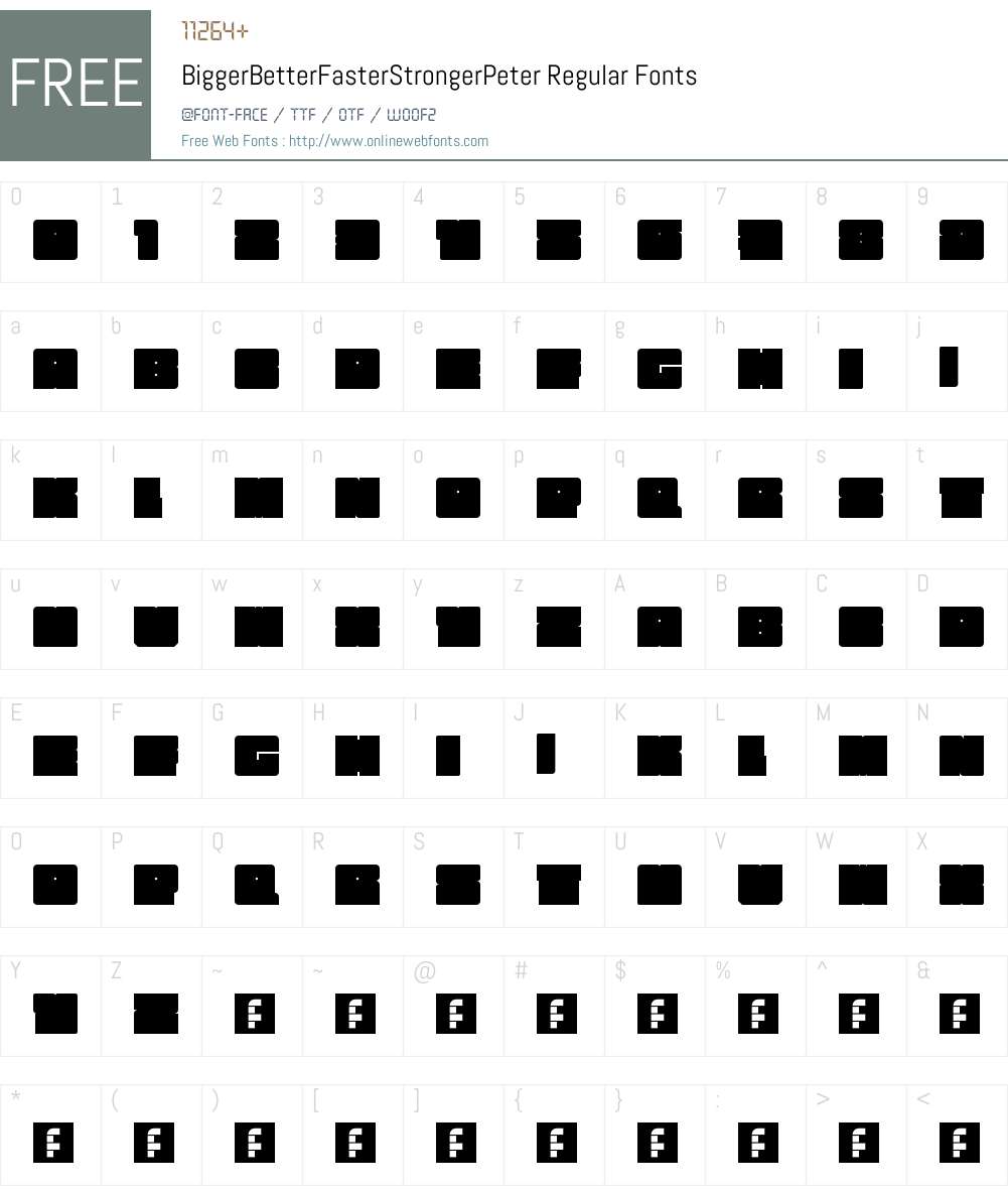 BiggerBetterFasterStrongerPeter Font Screenshots