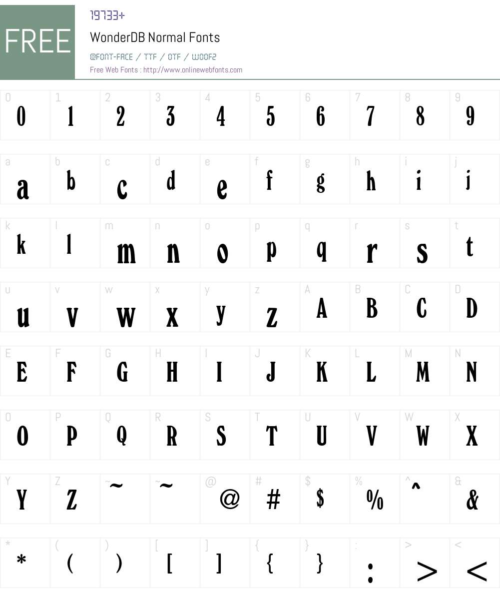 WonderDB Font Screenshots