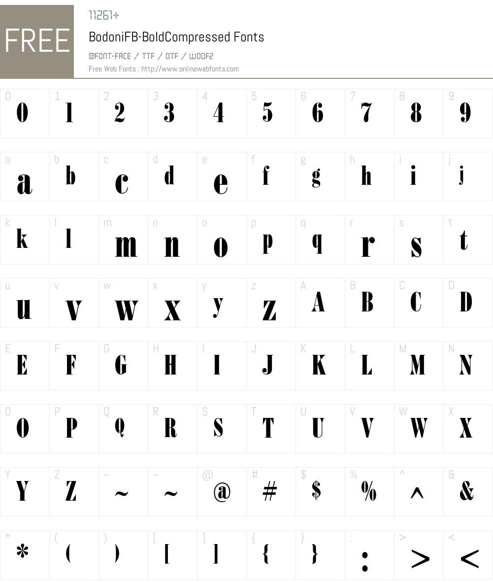 BodoniFB Font Screenshots