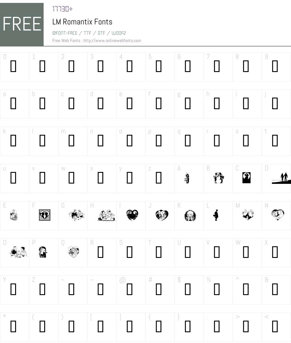 LM Romantix Font Screenshots