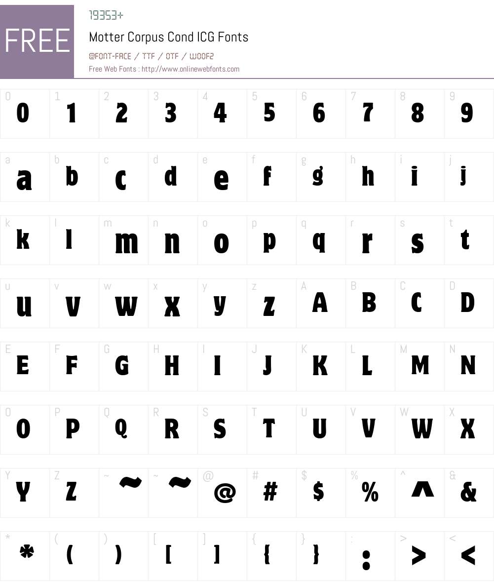 Motter Corpus Cond ICG Font Screenshots