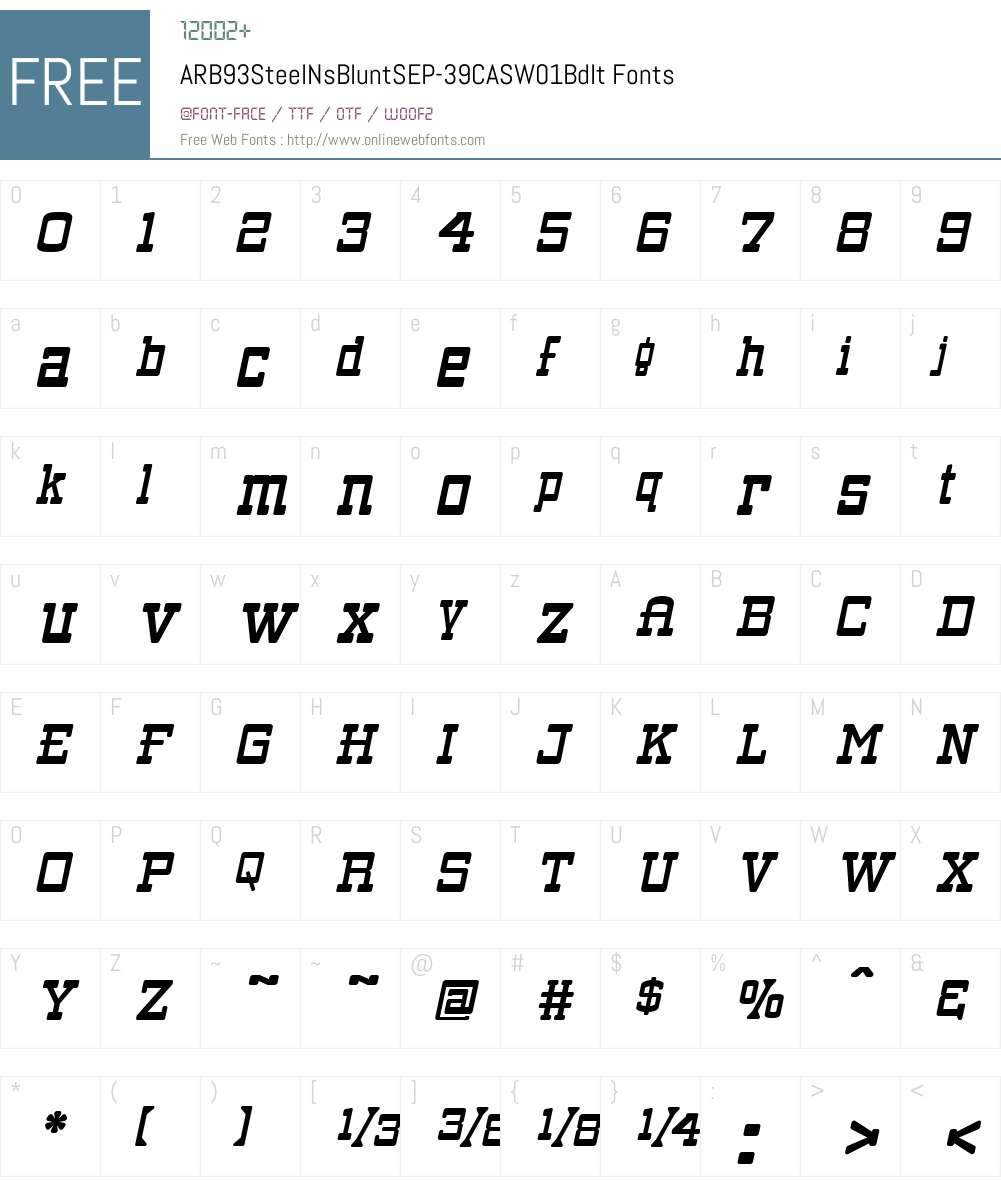 ARB93SteelNsBluntSEP-39CASW01-BdIt Font Screenshots
