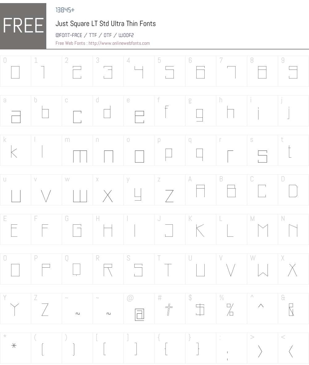 Just Square LT Std Font Screenshots