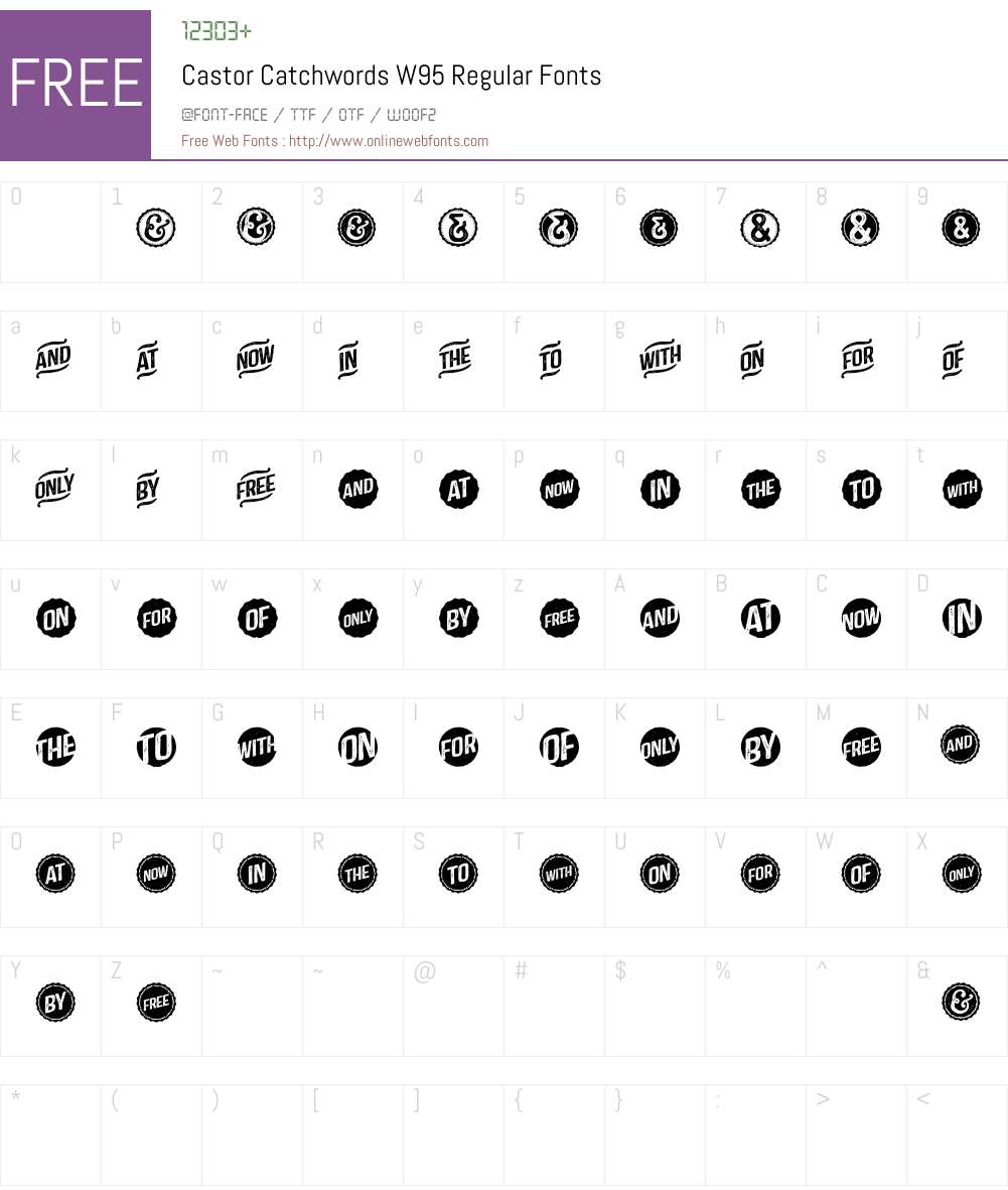 CastorCatchwordsW95-Regular Font Screenshots