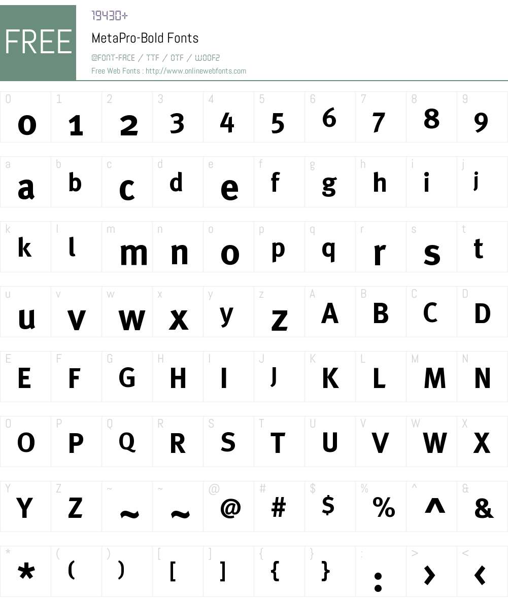 MetaPro-Bold Font Screenshots