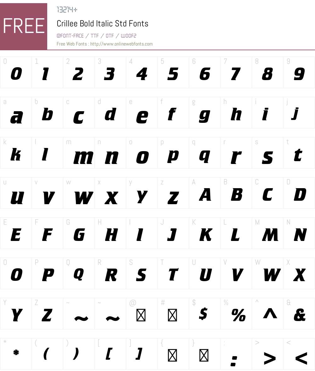 Crillee Bold Italic Std Font Screenshots