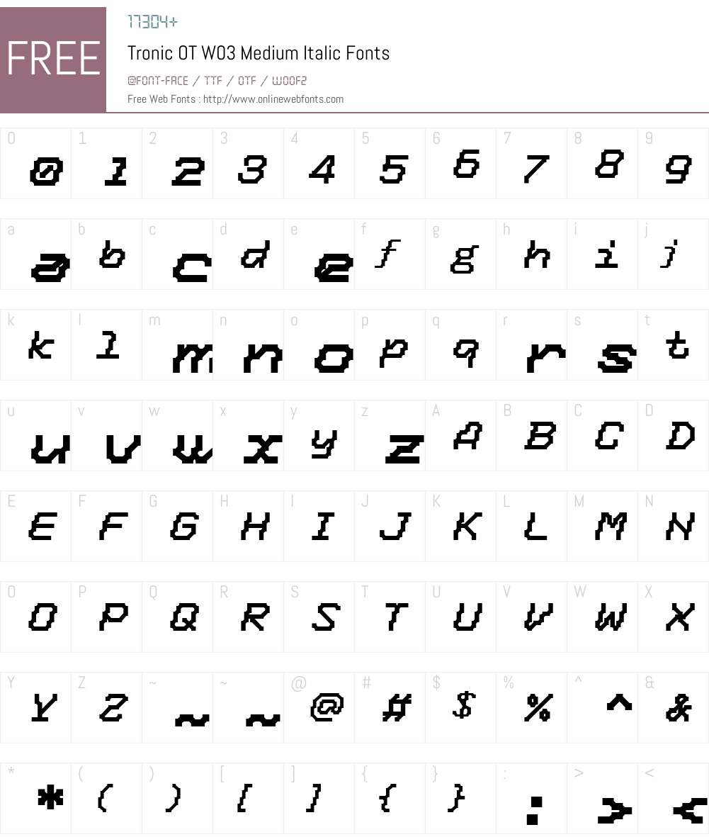 FF Tronic Font Screenshots