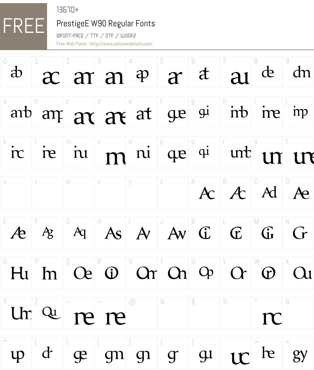 PrestigeEW90-Regular Font Screenshots