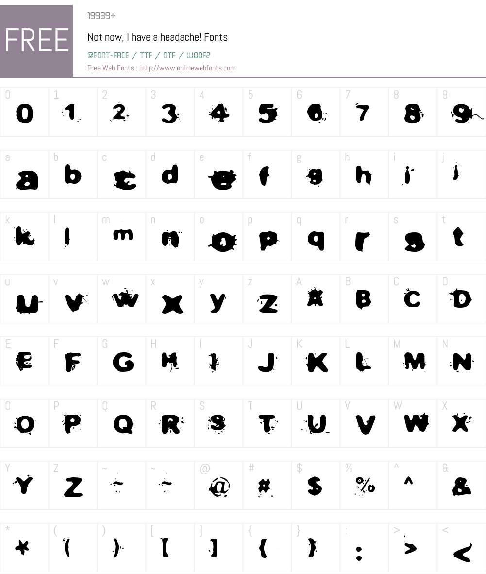 Not now, I have a headache! Font Screenshots