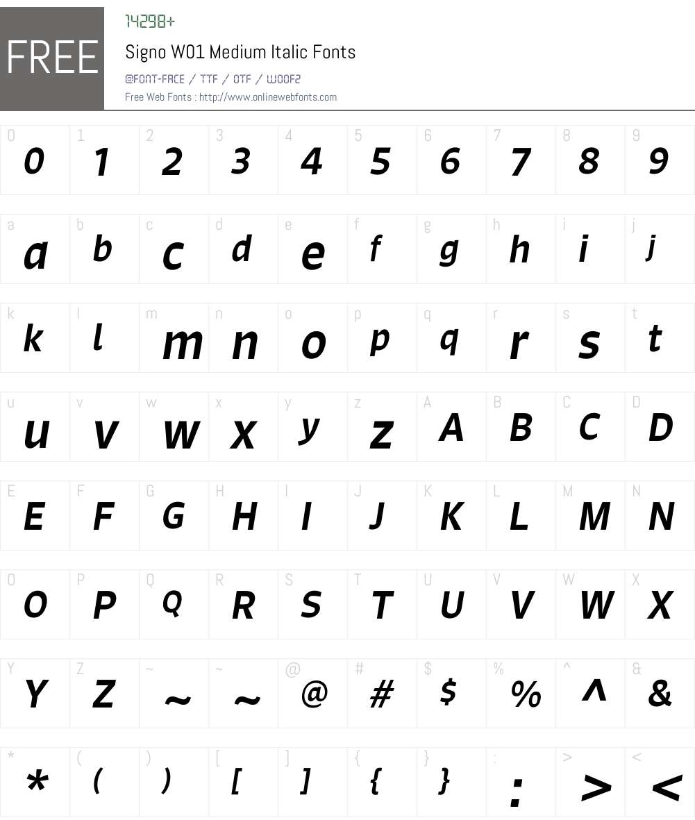 SignoW01-MediumItalic Font Screenshots