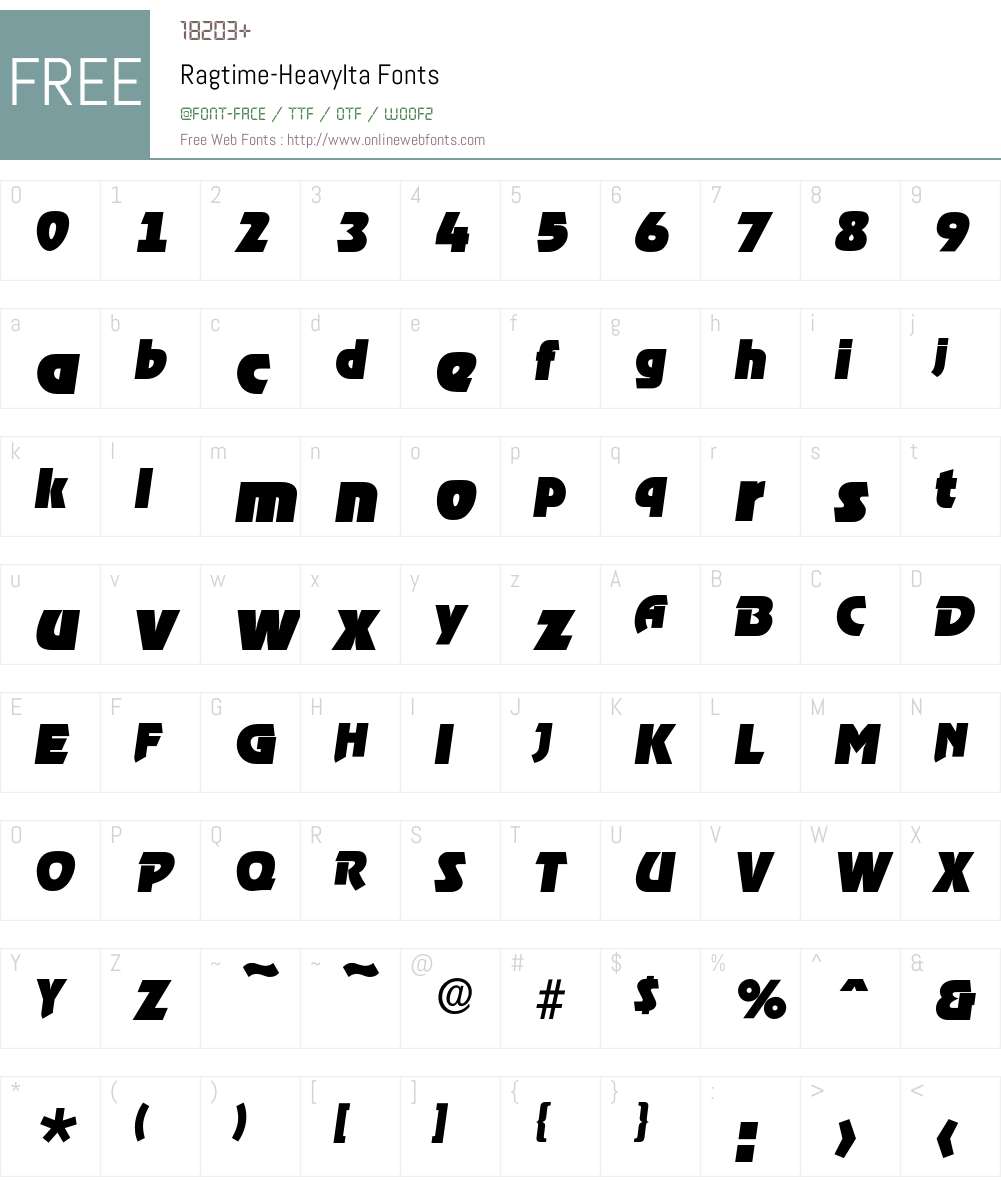Ragtime-HeavyIta Font Screenshots