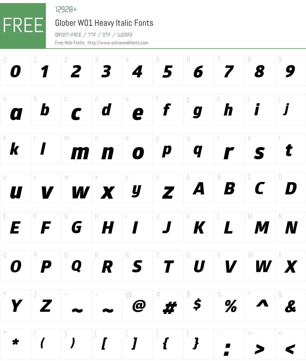 GloberW01-HeavyItalic Font Screenshots