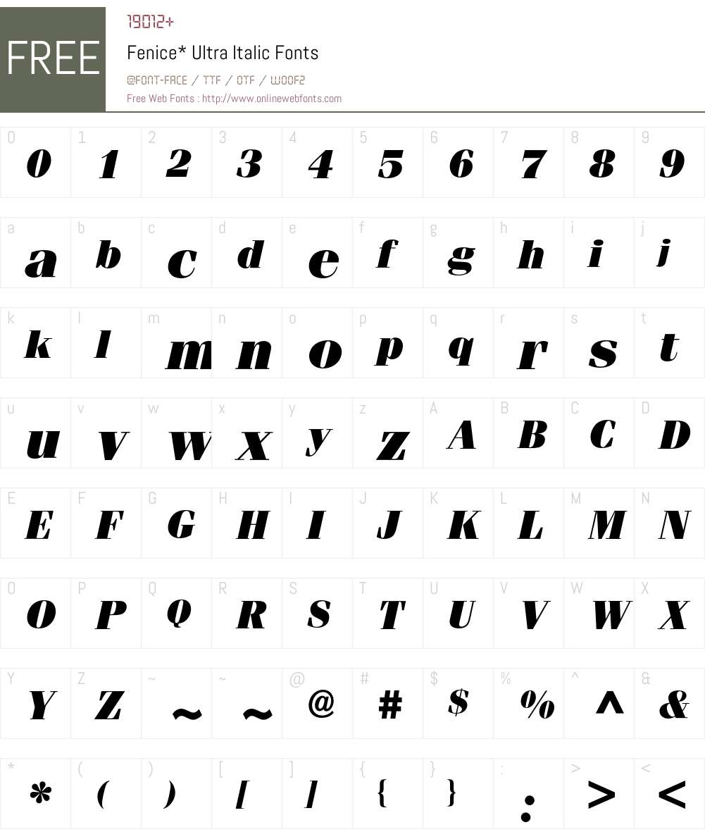 Fenice BQ Font Screenshots