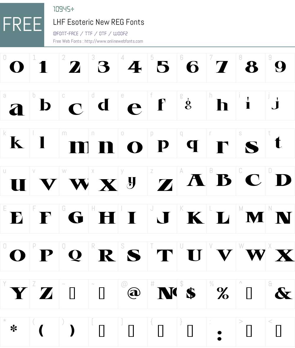 LHF Esoteric New REG Font Screenshots