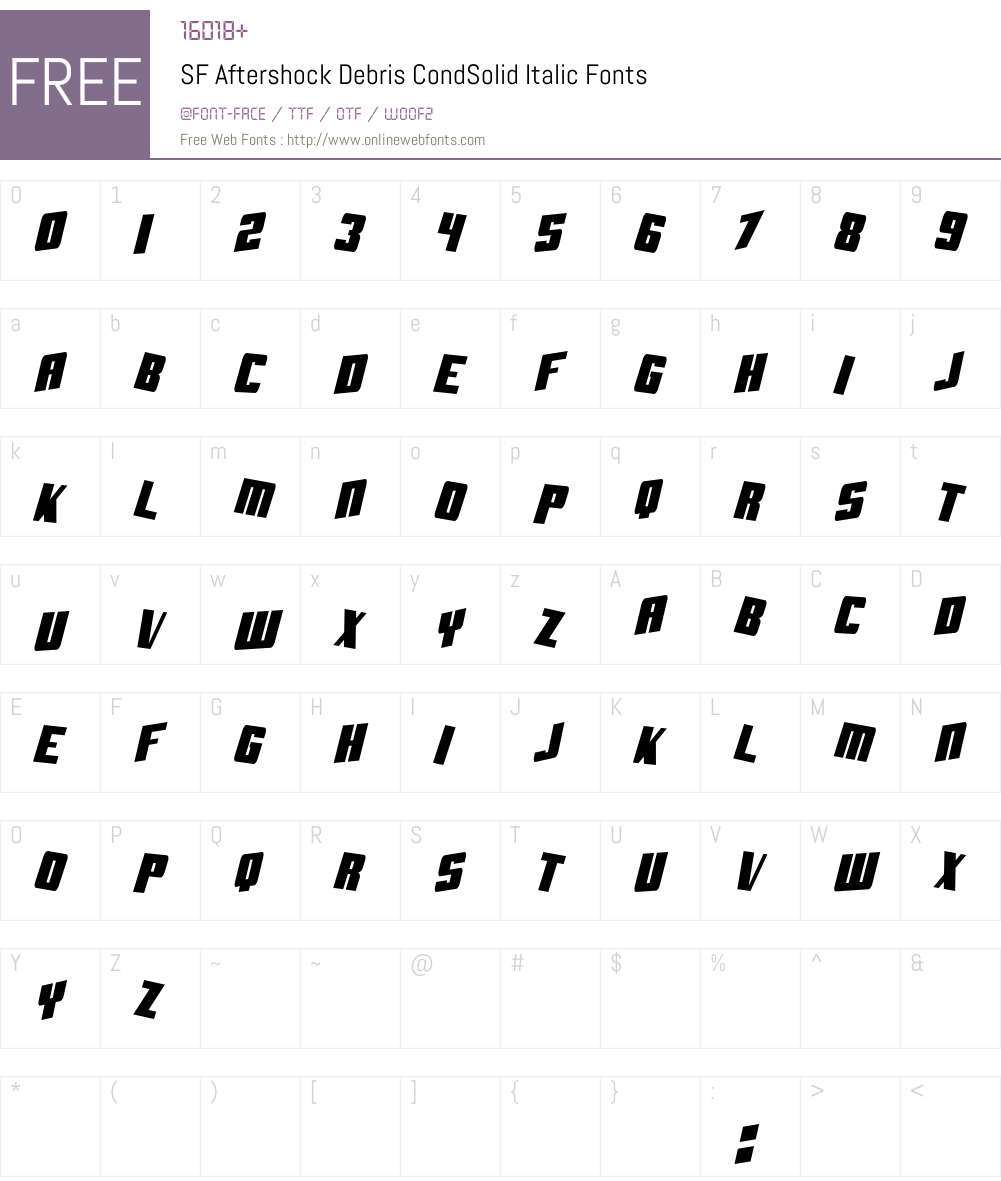 SF Aftershock Debris CondSolid Font Screenshots