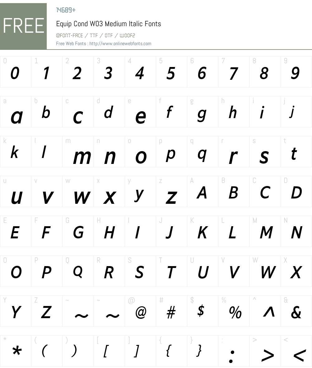 EquipCondW03-MediumItalic Font Screenshots