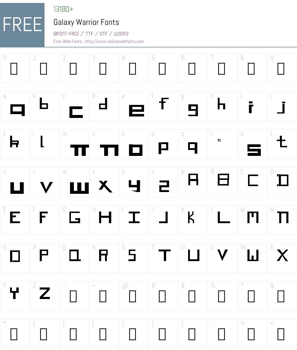Galaxy Warrior Font Screenshots