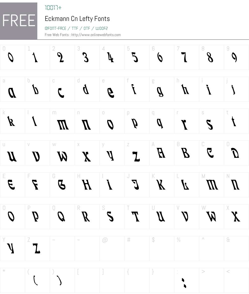 Eckmann Cn Lefty Font Screenshots