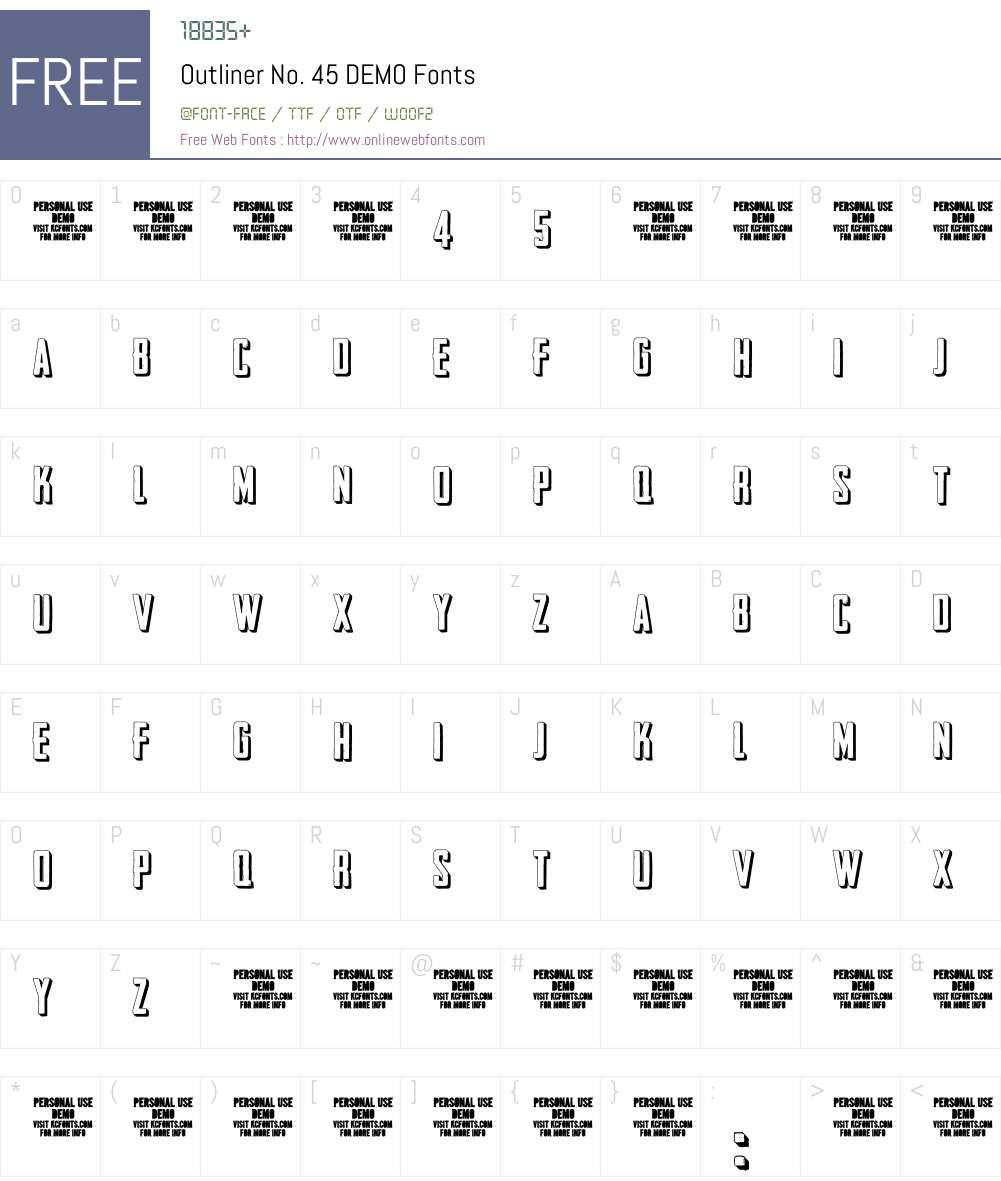 Outliner No. 45 DEMO Font Screenshots