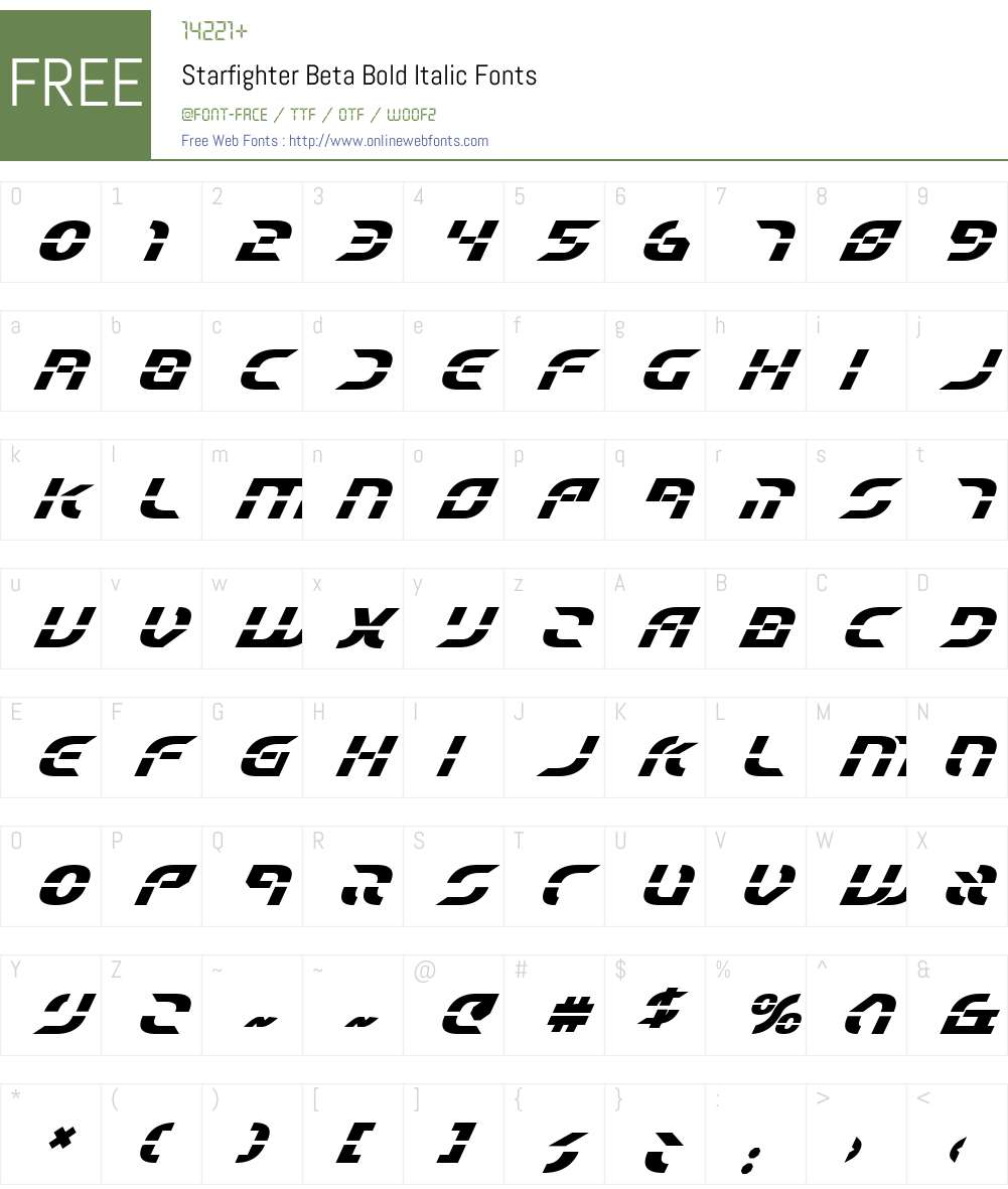 Starfighter Beta Bold Italic Font Screenshots