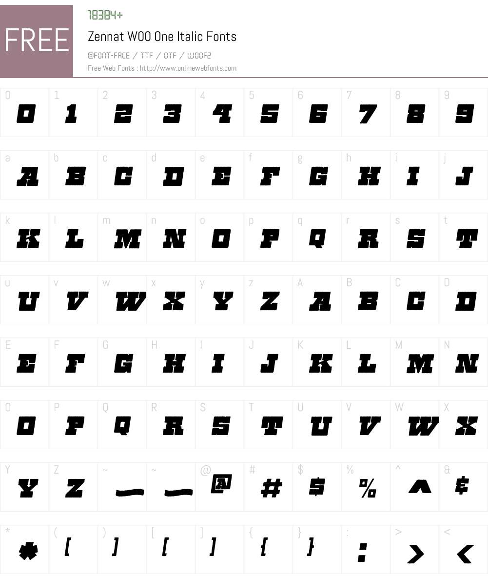 ZennatW00-OneItalic Font Screenshots