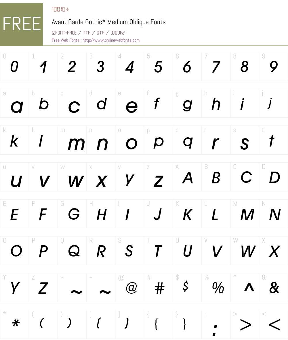 Avant Garde BQ Font Screenshots
