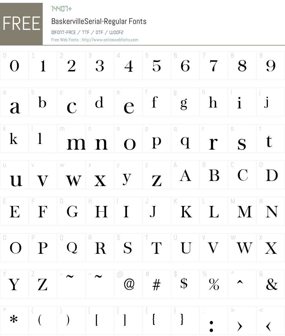 BaskervilleSerial Font Screenshots