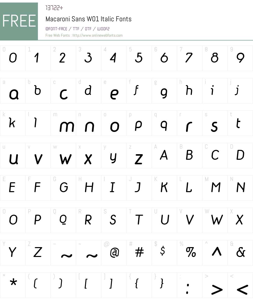 MacaroniSansW01-Italic Font Screenshots
