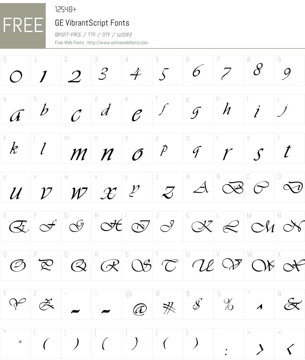 GE VibrantScript Font Screenshots