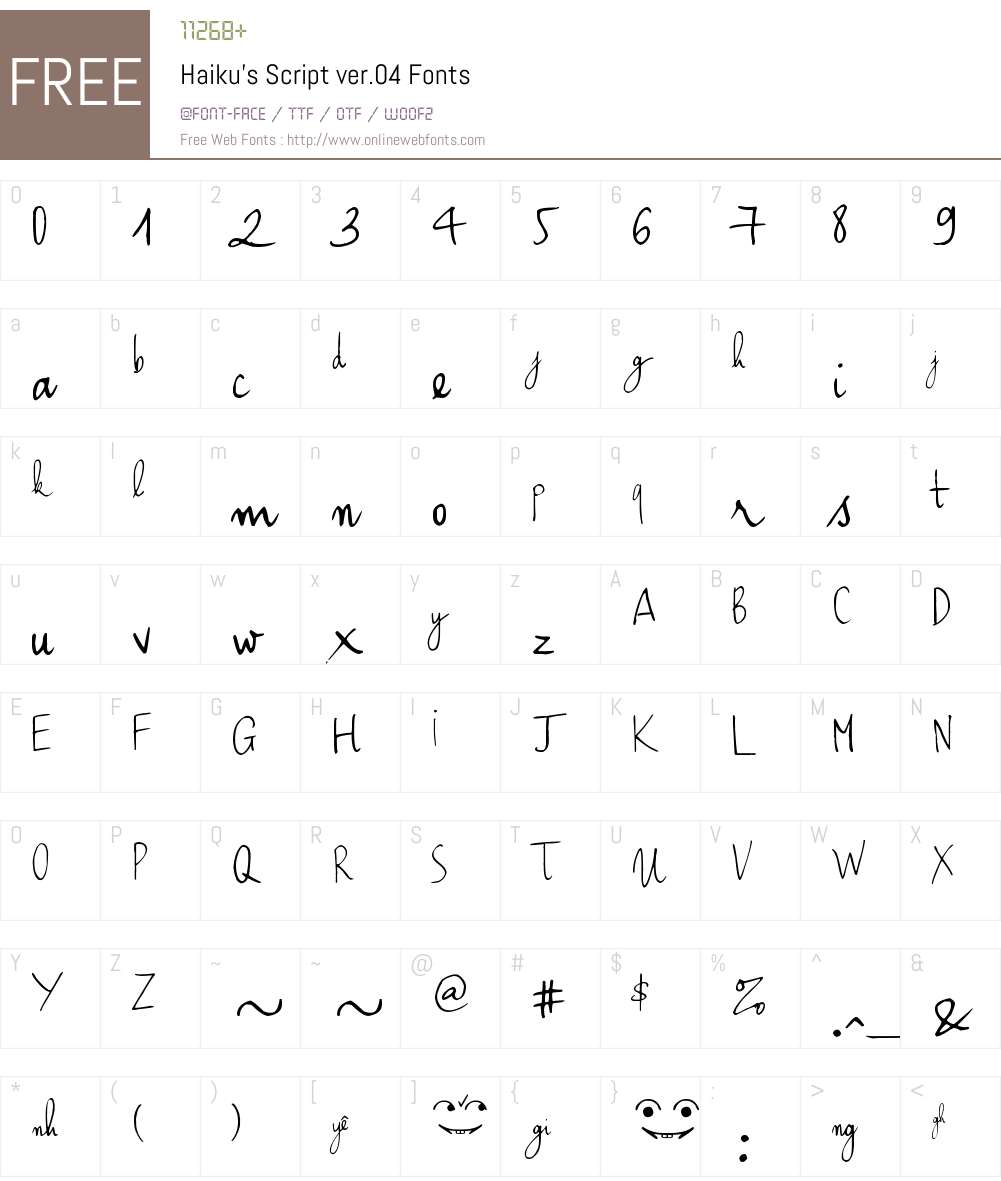Haiku's Script ver.04 Font Screenshots