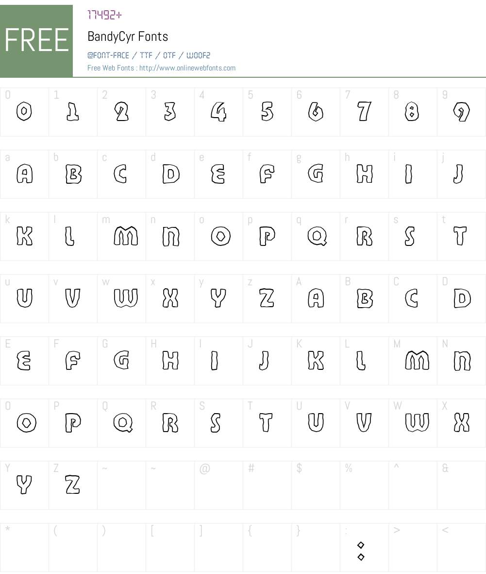 BandyCyr Font Screenshots