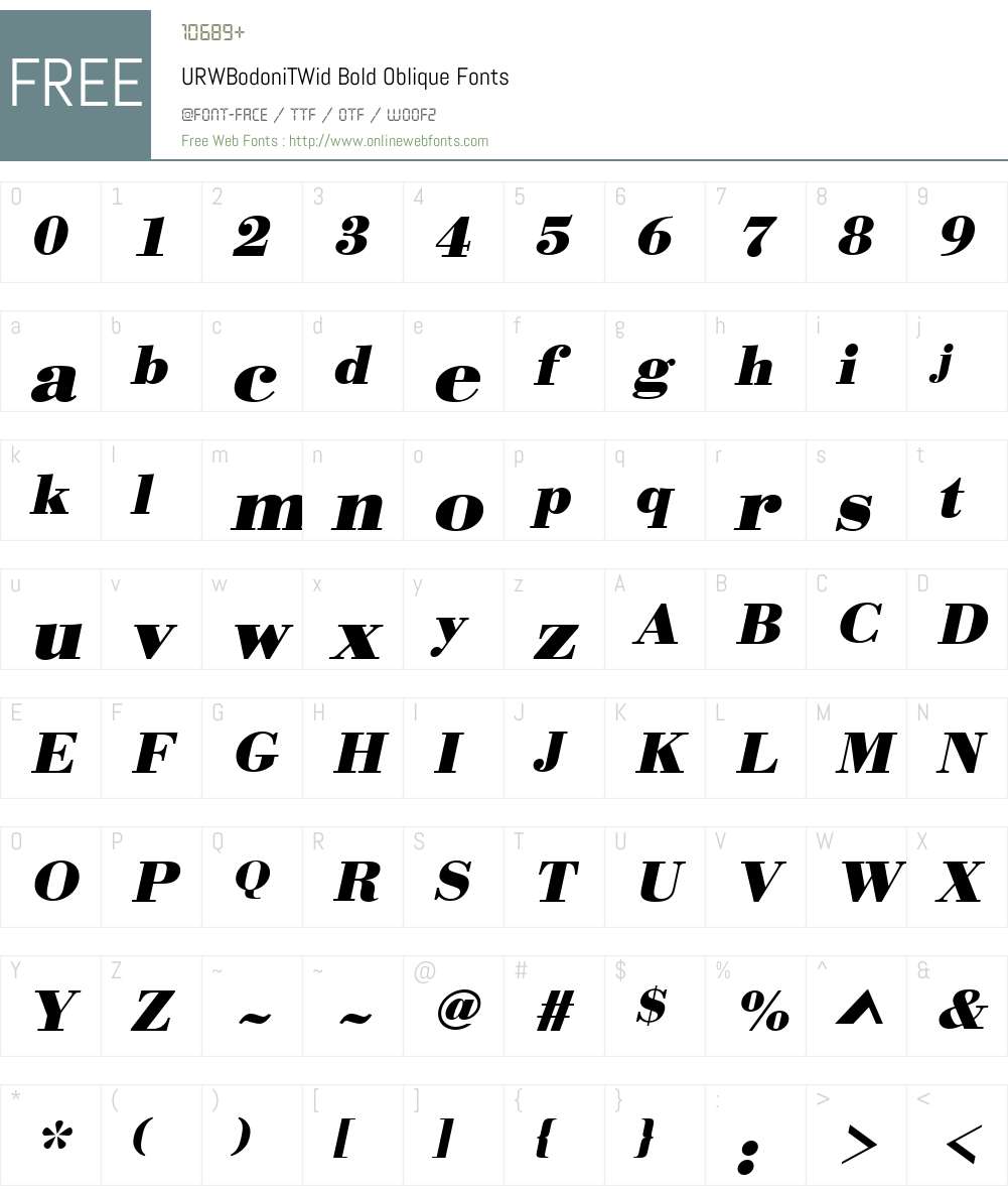 URWBodoniTWid Font Screenshots