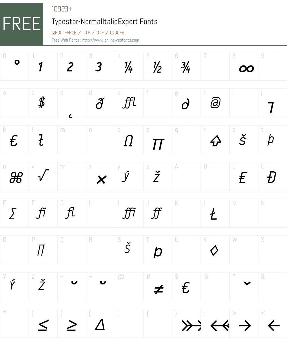 Typestar Font Screenshots