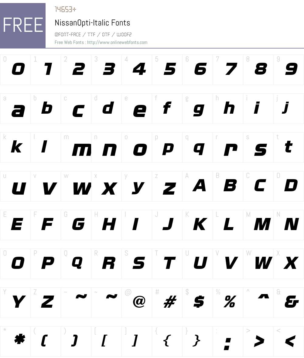 NissanOpti Font Screenshots
