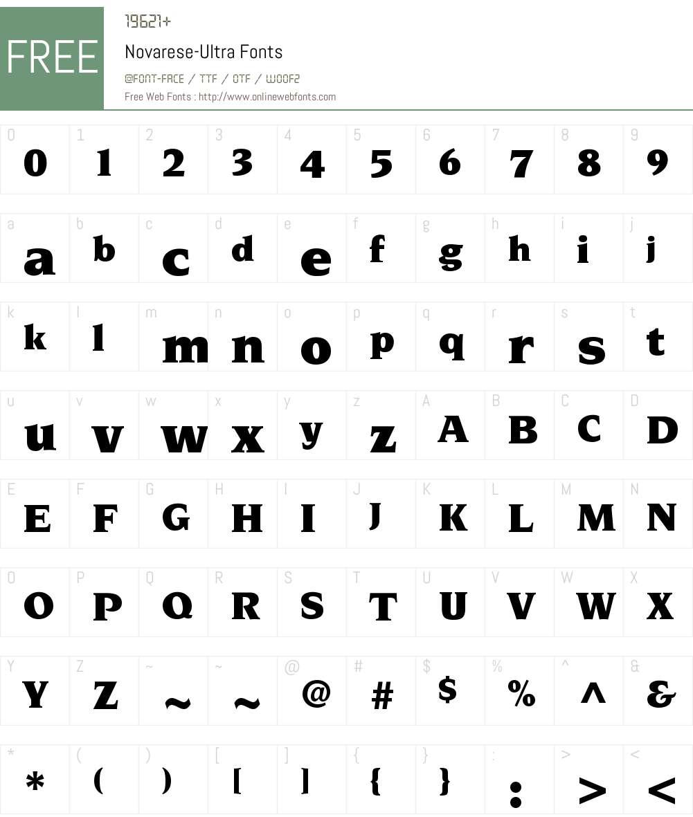 Novarese Font Screenshots