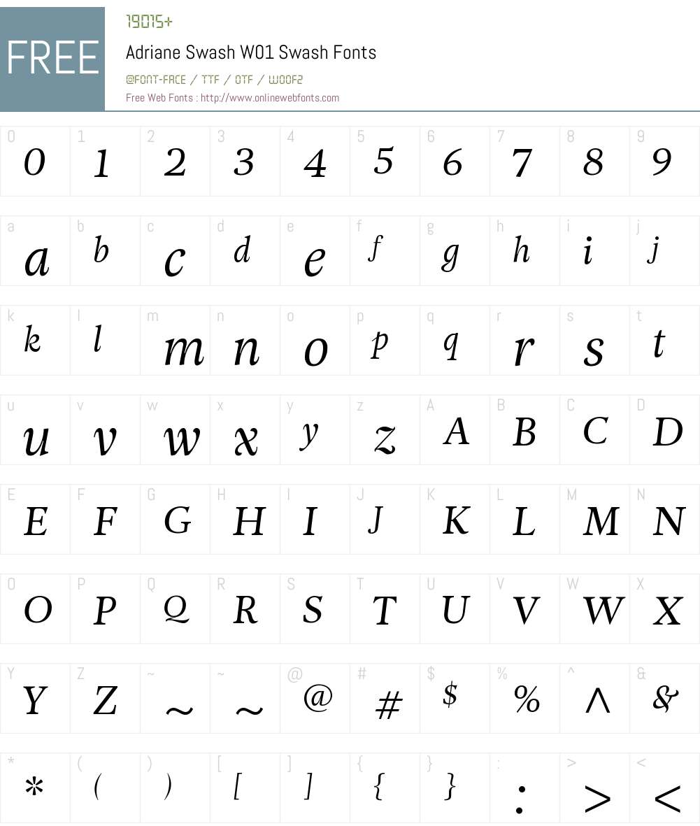 AdrianeSwashW01-Swash Font Screenshots