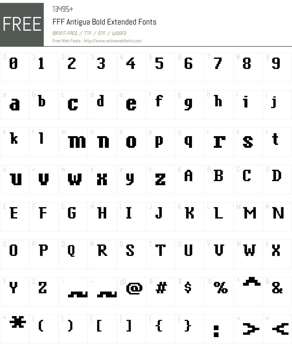 FFF Antigua Bold Extended Font Screenshots