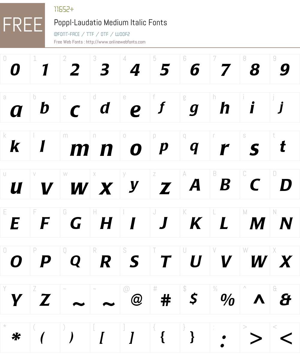 Poppl-Laudatio Font Screenshots