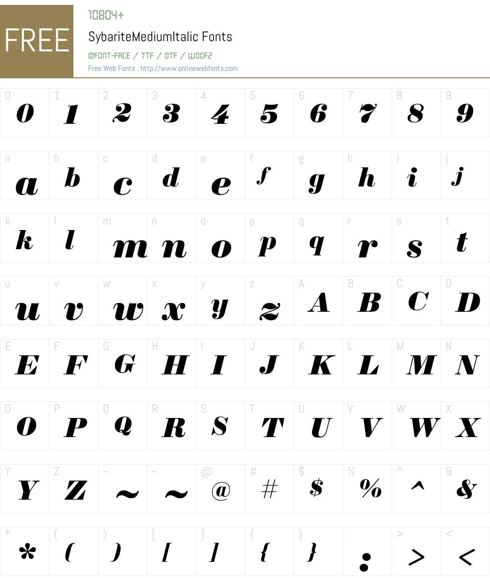 Sybarite Medium Font Screenshots