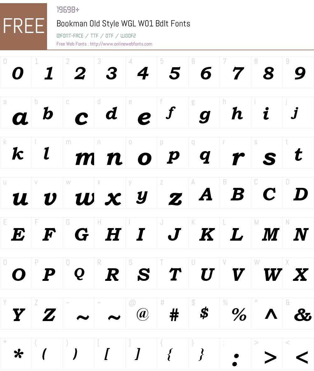 BookmanOldStyleWGLW01-BdIt Font Screenshots