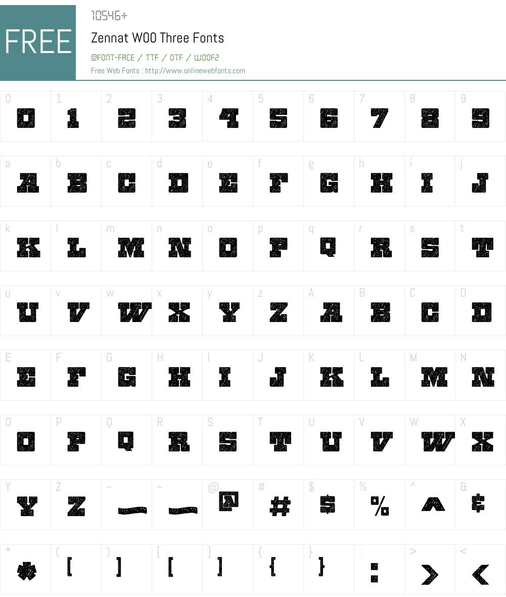ZennatW00-Three Font Screenshots