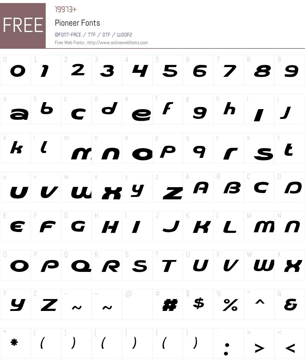 Pioneer Font Screenshots