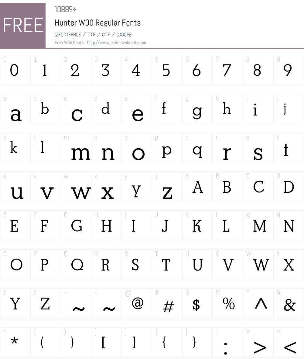 HunterW00-Regular Font Screenshots