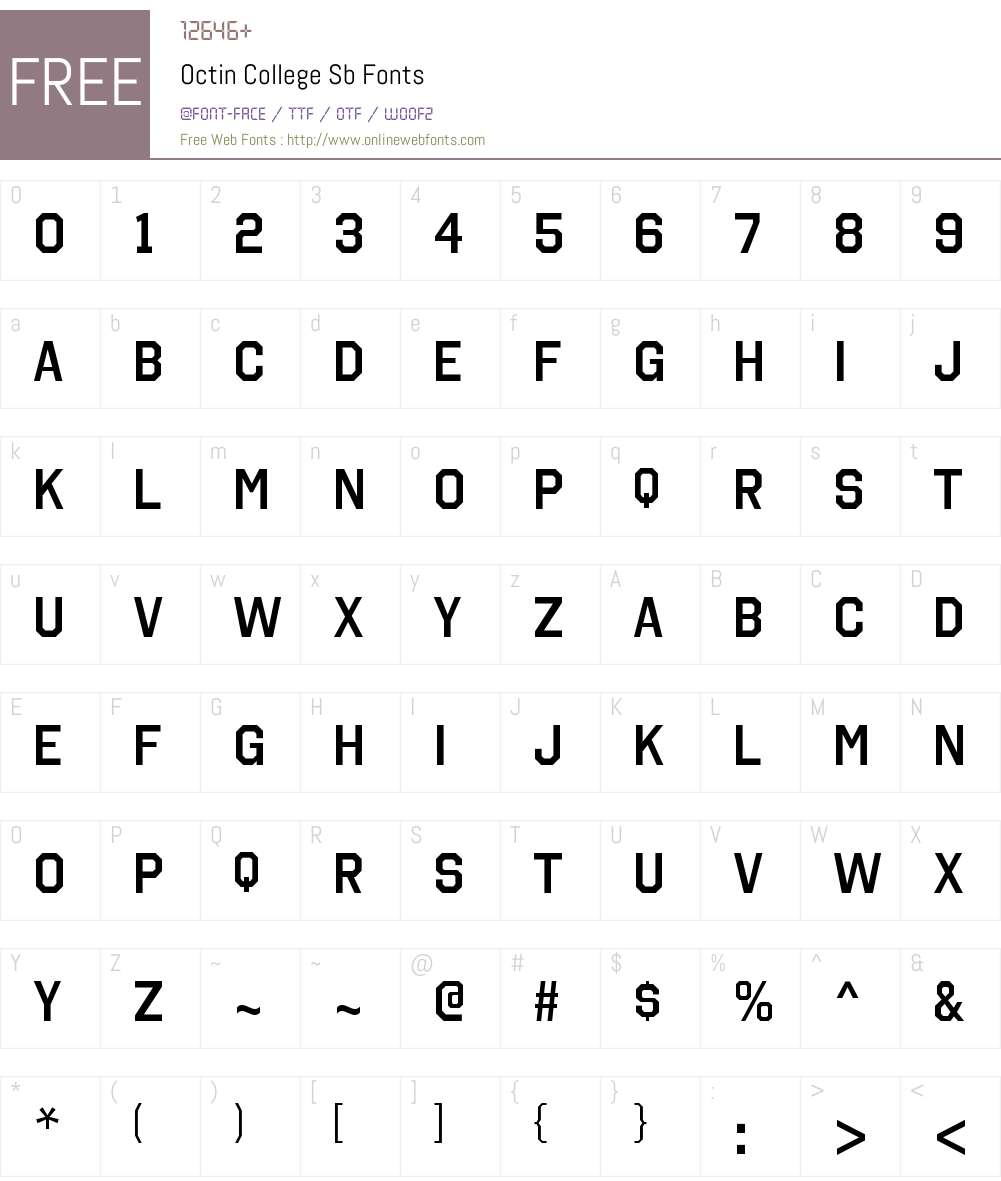 Octin College Font Screenshots