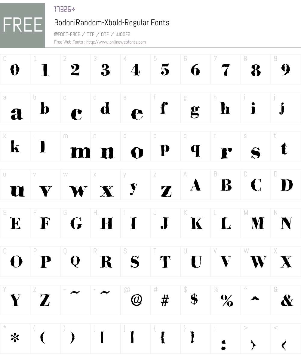 BodoniRandom-Xbold Font Screenshots