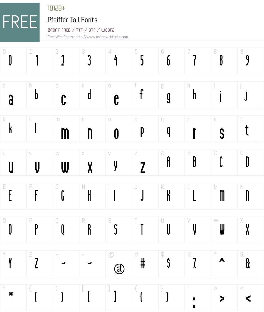 Pfeiffer Tall Font Screenshots
