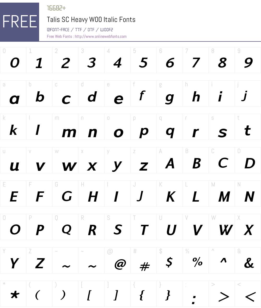 TalisSCHeavyW00-Italic Font Screenshots