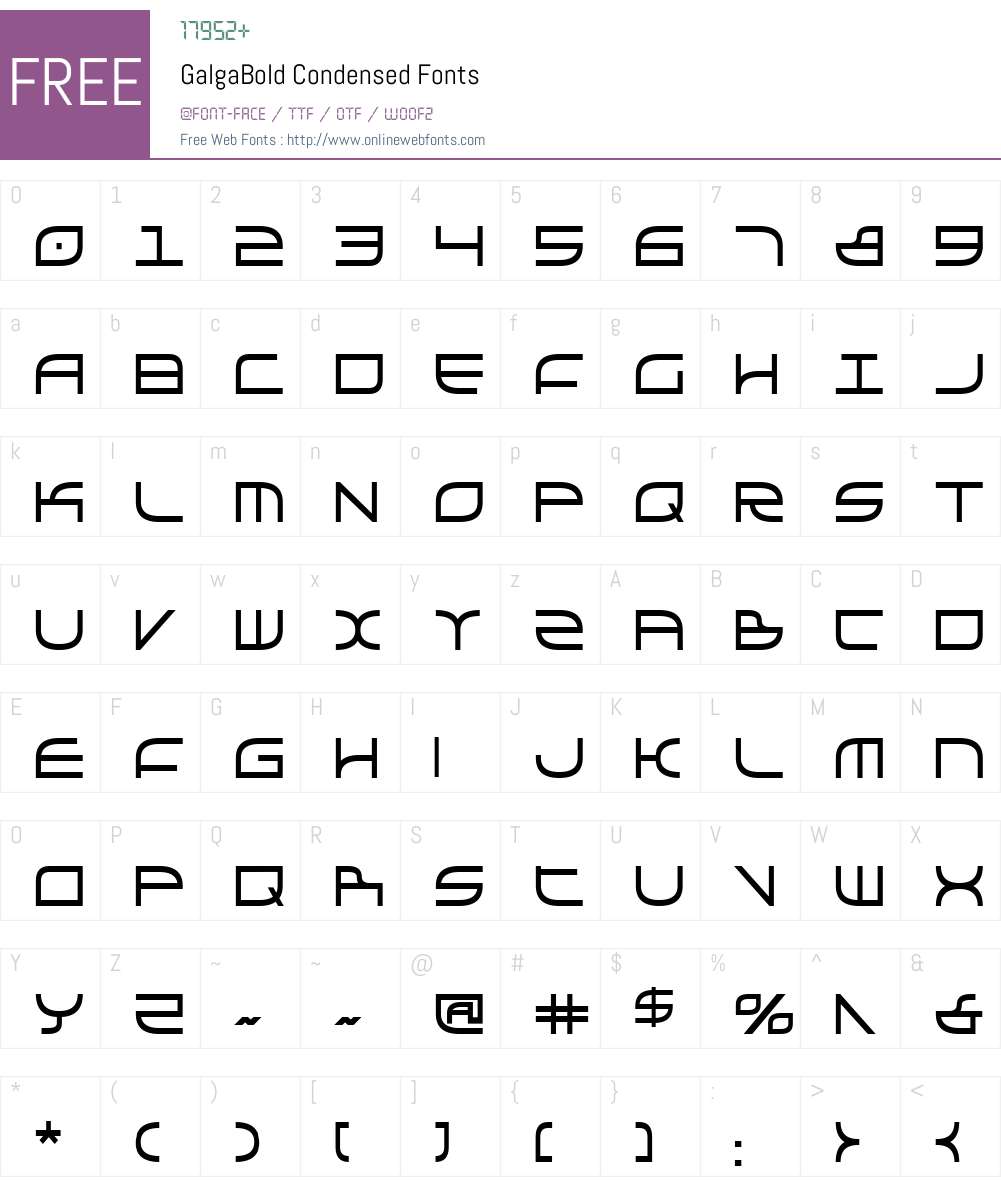 Galga Bold Condensed Font Screenshots