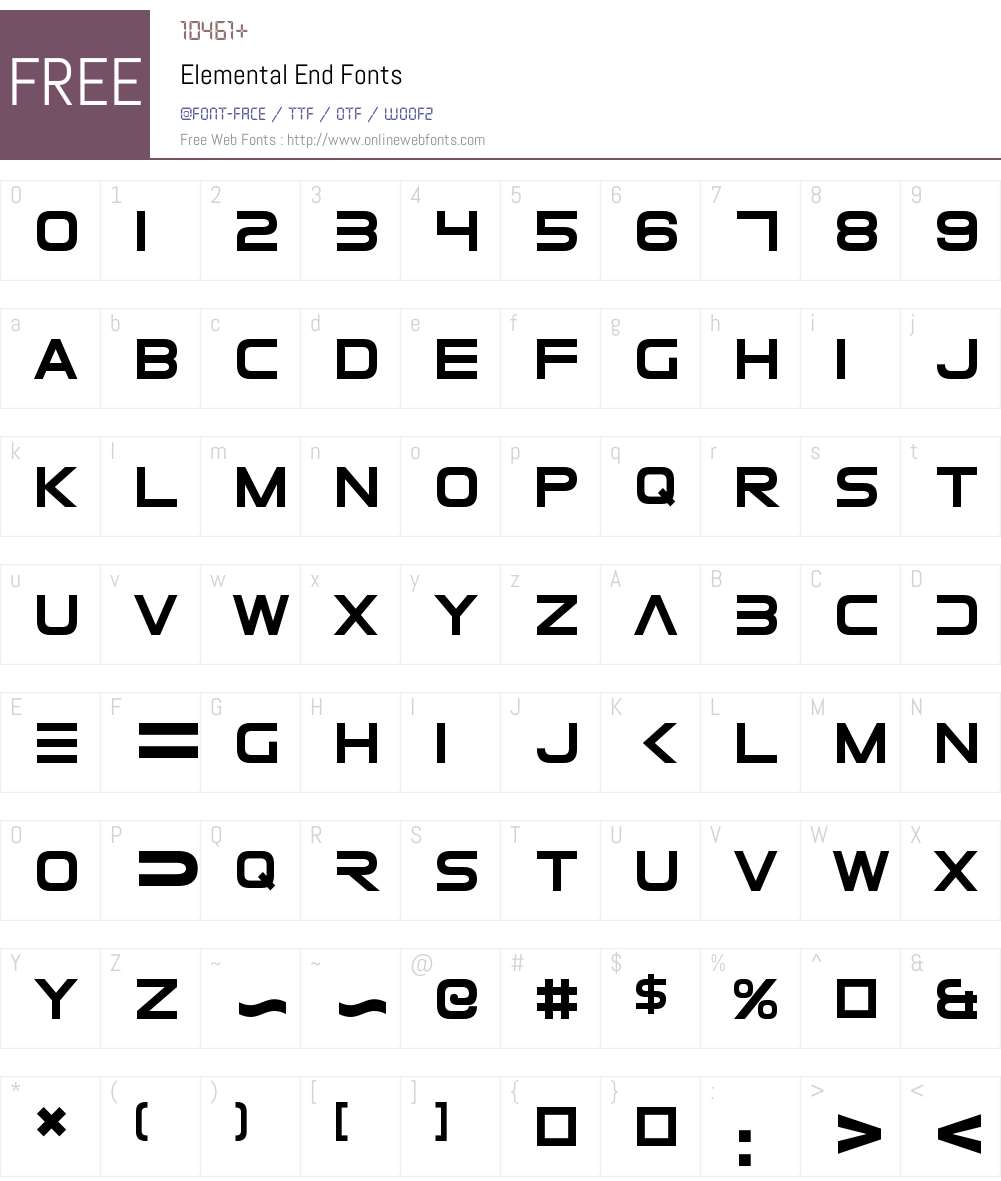 Elemental End Font Screenshots