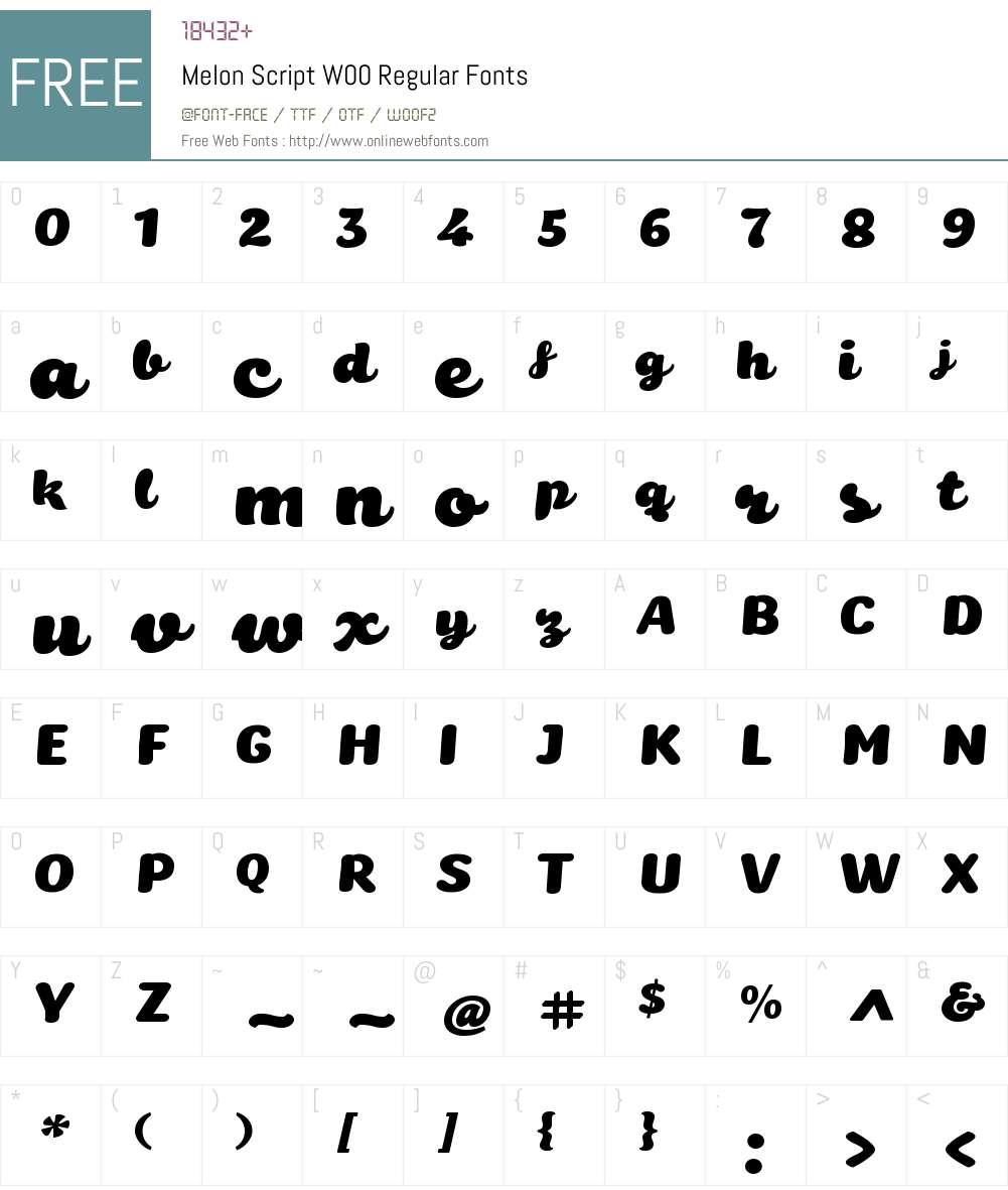 MelonScriptW00-Regular Font Screenshots